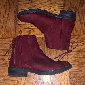Red Lace Up Booties